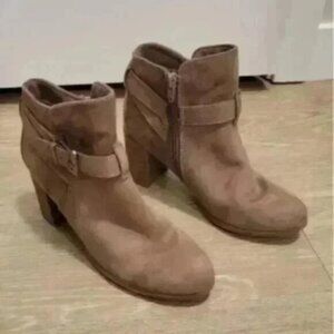 Tan Ankle Boots with Buckle Detail Size 8